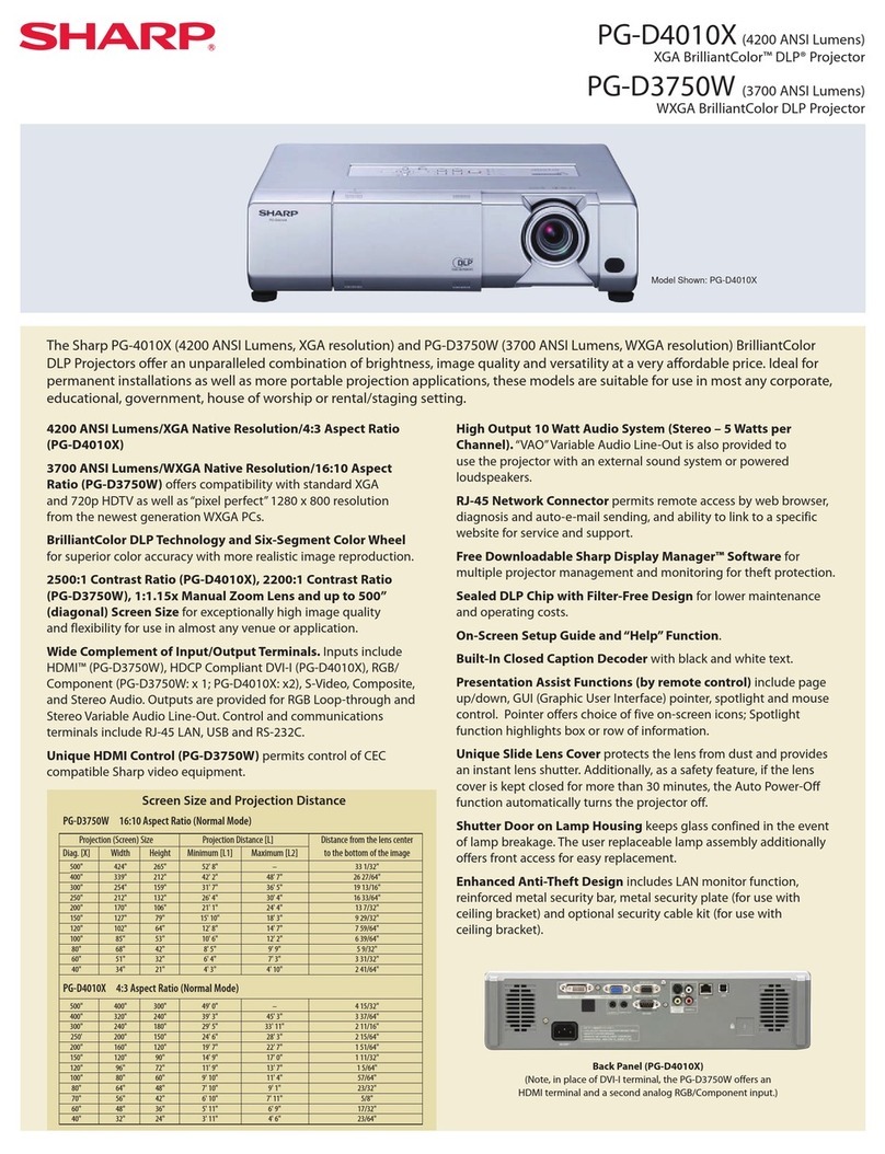 Sharp PG-D3750W - WXGA DLP Projector 720p User manual