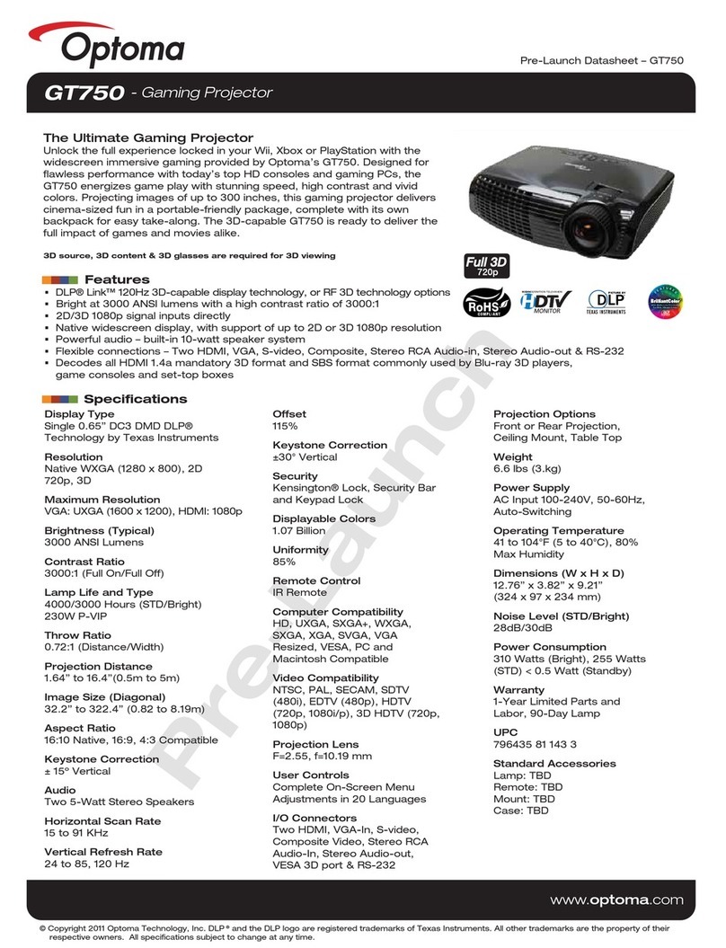 Optoma GT750E datasheet