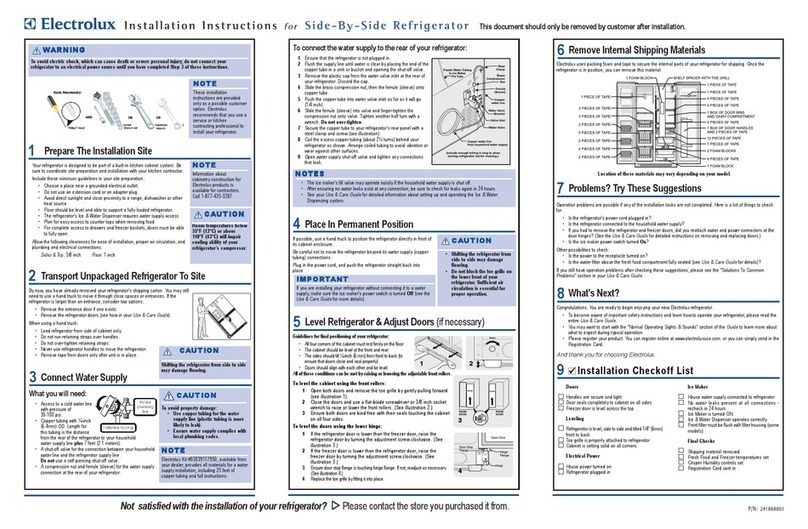 Electrolux EI23CS55GB - 22.5 cu. Ft installation instructions