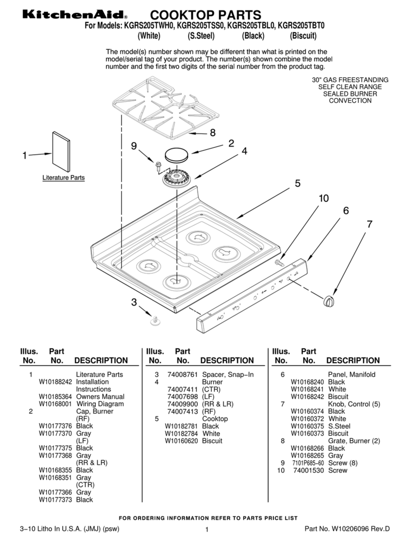 KitchenAid KGRS205TWH - 30" Gas Range User manual