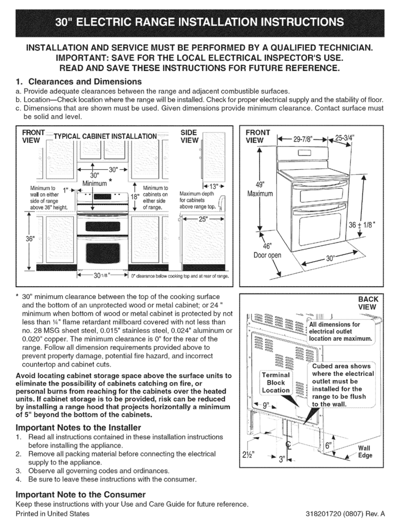 Kenmore 9802 - Elite 30 in. Electric Range User manual