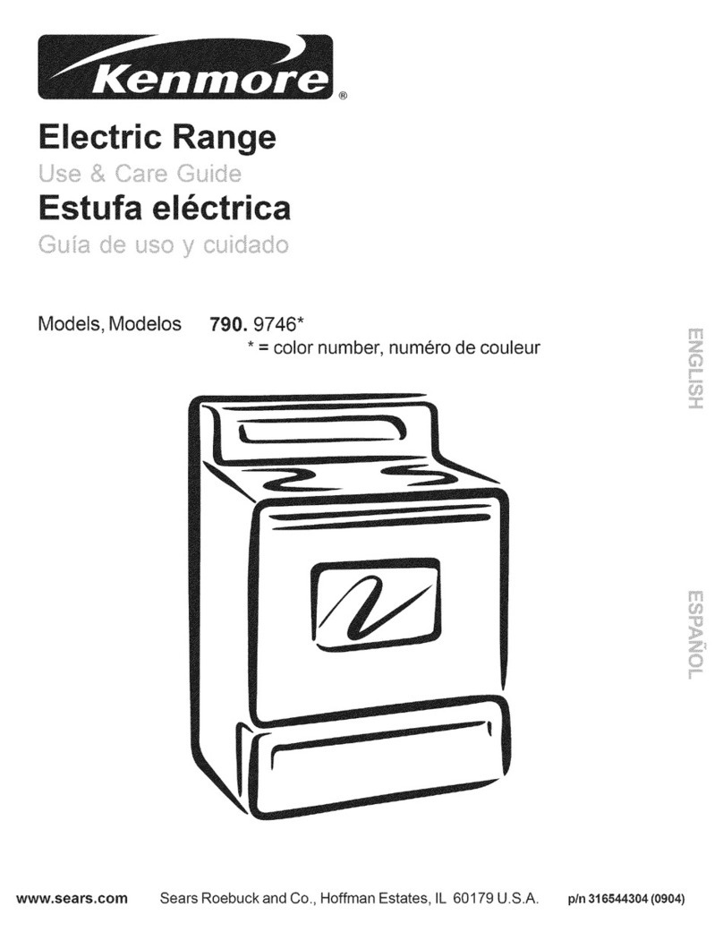 Kenmore 9746 - 30 in. Electric Range Use and care guide