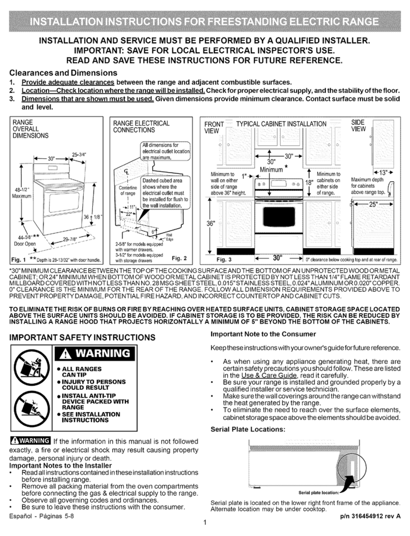 Kenmore 9746 - 30 in. Electric Range User manual