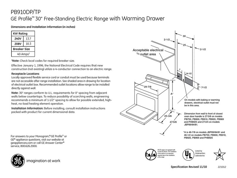 GE PB910DPBB - Profile 30 in. Electric Ran Manual