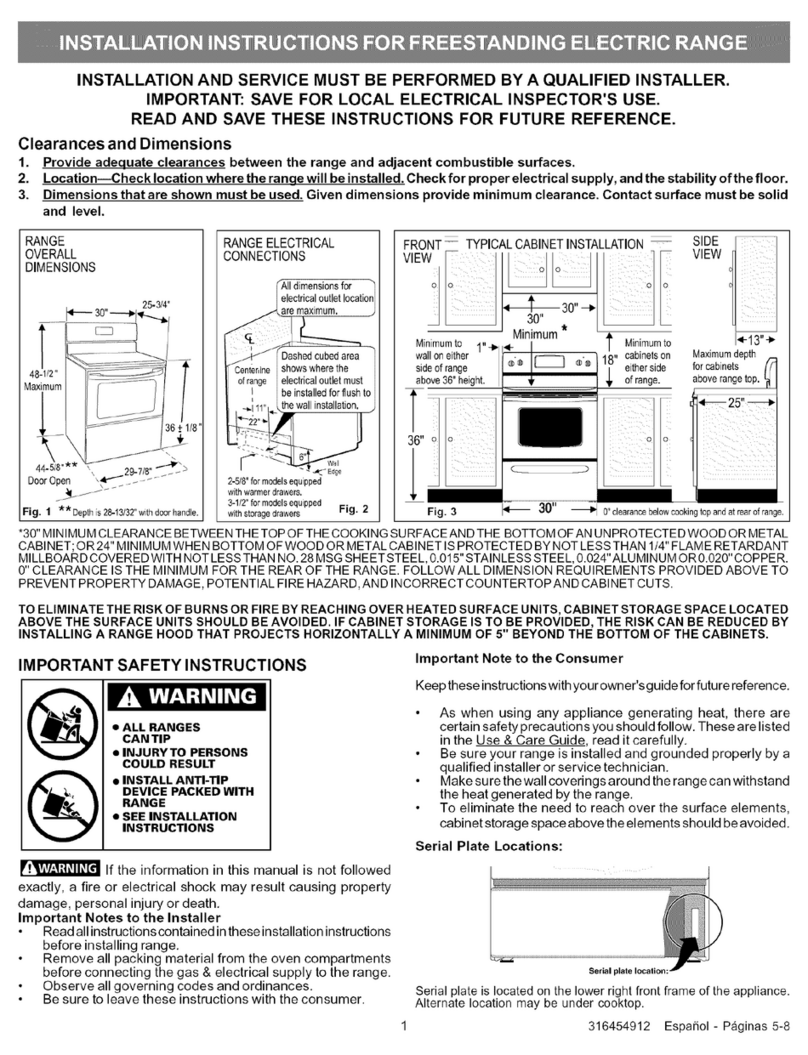 Kenmore 9743 - 30 in. Electric Range installation instructions