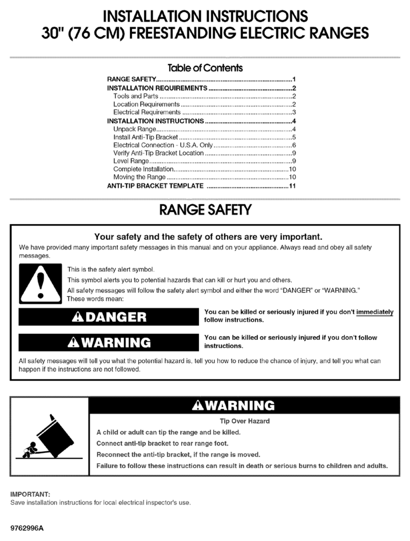 Whirlpool RF362LXTB installation instructions