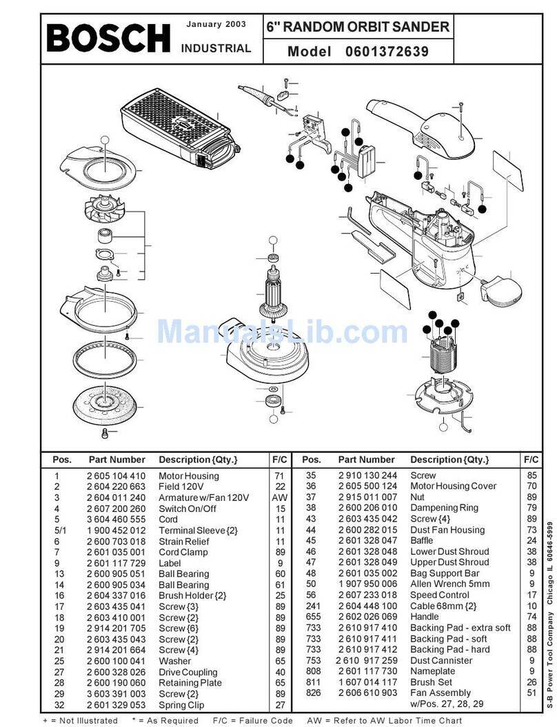 Bosch 3727DEVS - 6" Random Orbit VS Sander User manual