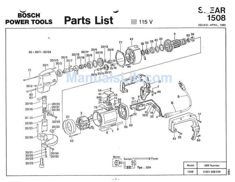 Bosch 1508 - 8 Gauge Unishear Shear parts list