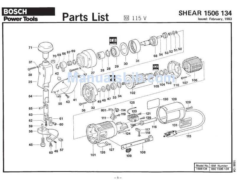Bosch 1506 - Unishears - Net Weight: 6 Lbs parts list
