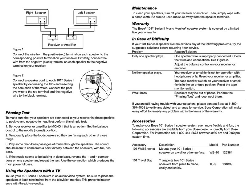 Bose Model 101 Music Monitor Series II owner's guide