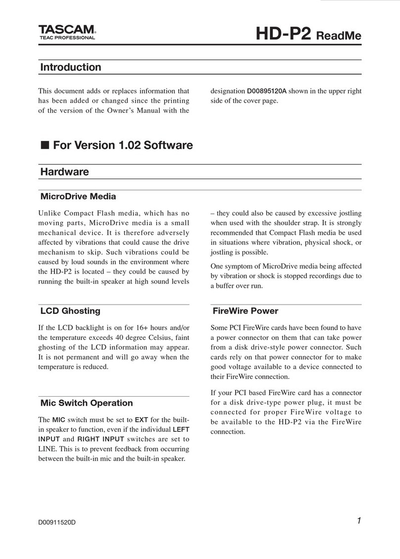 Tascam Frontier HD-P2 Installation and operating instructions