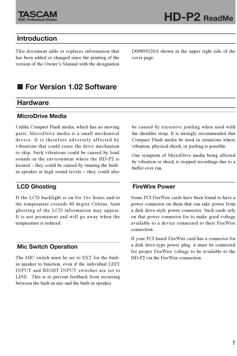 Tascam Frontier HD-P2 Installation and operating instructions