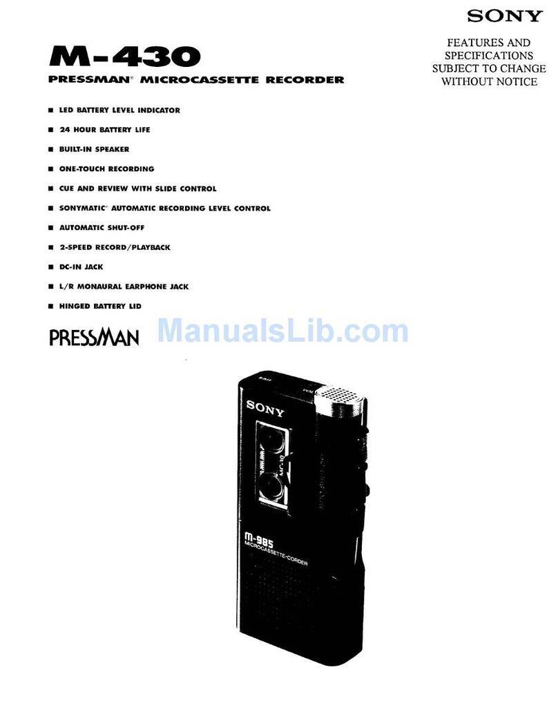 Sony M-430 - Microcassette Recorder User manual