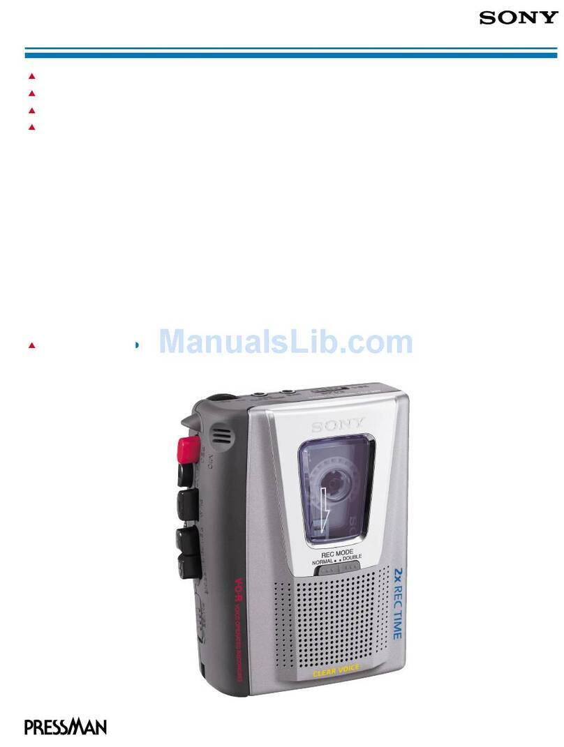 Sony TCM-20DV - Mini Cassette Recorder Specifications