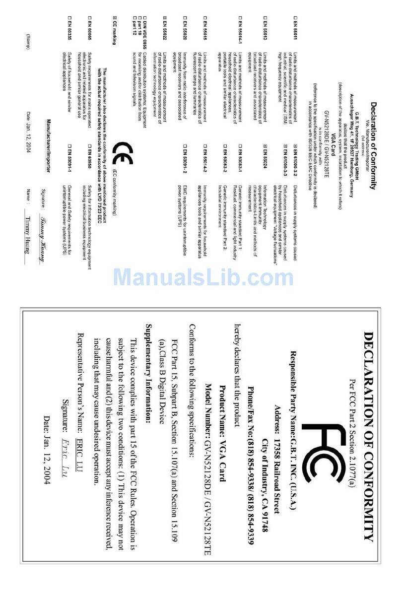 Gigabyte GV-N52128DE manual