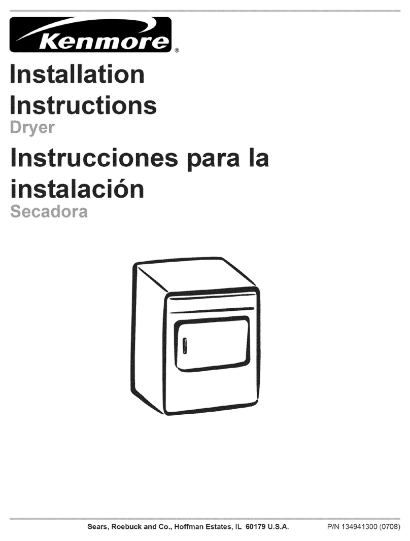 Kenmore 8804 - 5.8 cu. Ft. Electric Dryer installation instructions