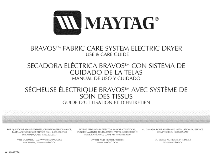 Maytag MED6300TQ - 29" Front-Load Electric Dryer Use and care guide