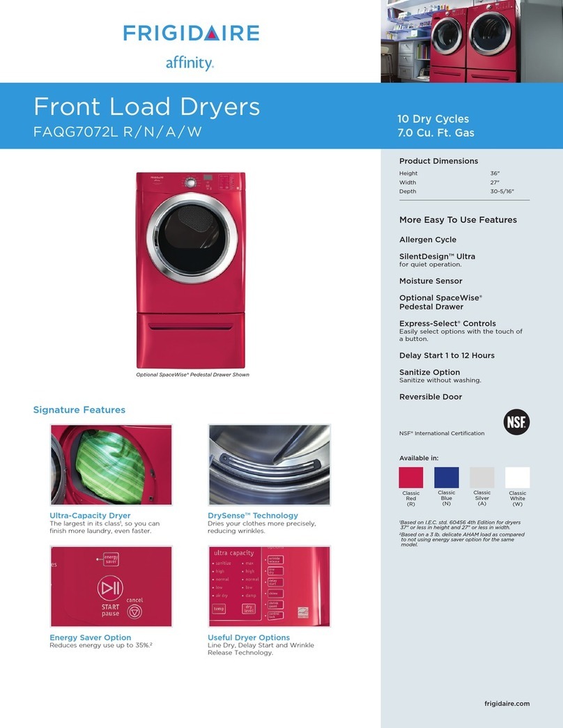 Frigidaire Affinity FAQG7072LA Product specifications Frigidaire Affinity FAQG7072LA Product specifications