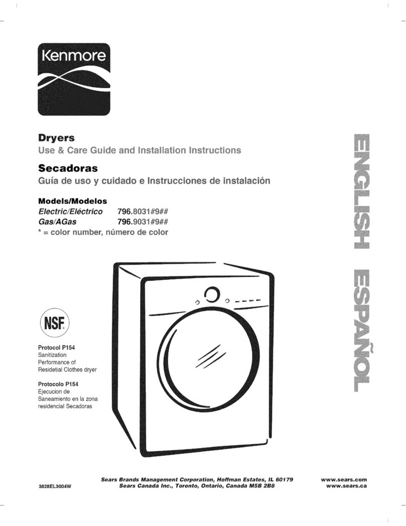 Kenmore 8031 - 7.3 cu. Ft. Electric Dryer User manual