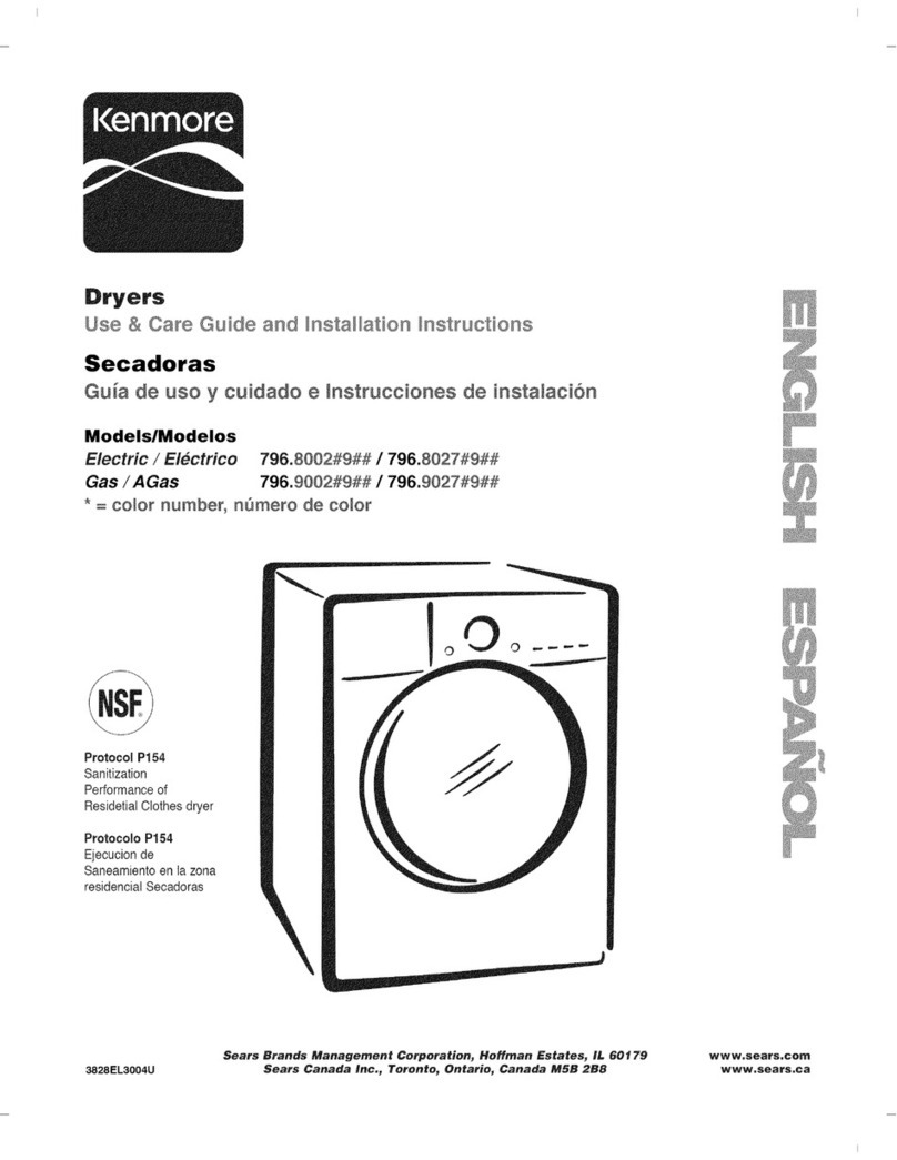 Kenmore 8027 - 7.3 cu. Ft. Electric Dryer User manual