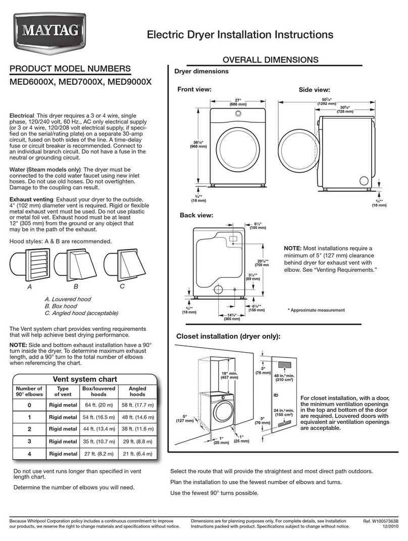 Maytag MED6000X installation instructions