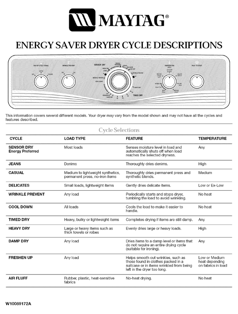 Maytag MED5900TW - R CentennialR Electric Dryer Description