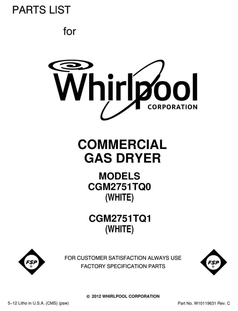 Whirlpool CGM2751TQ - COMM GAS DRYR 3CYC 3TEMP 3LITE parts list