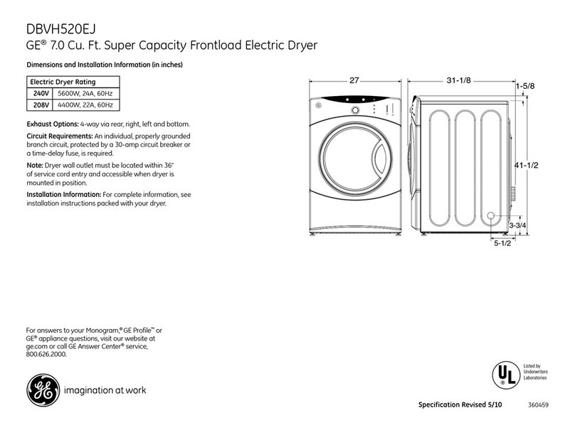 GE DBVH520EJWW Manual