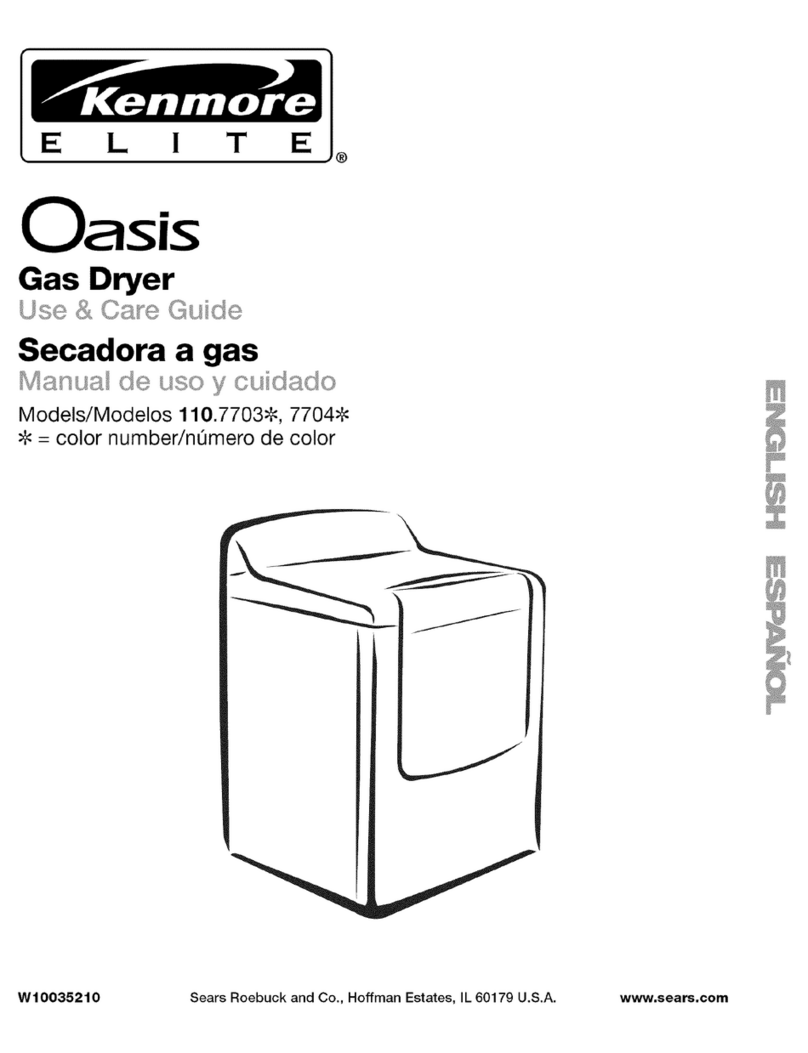 Kenmore 7703 - Elite Oasis 7.0 cu. Ft. Capacity Flat Back Gas... User manual
