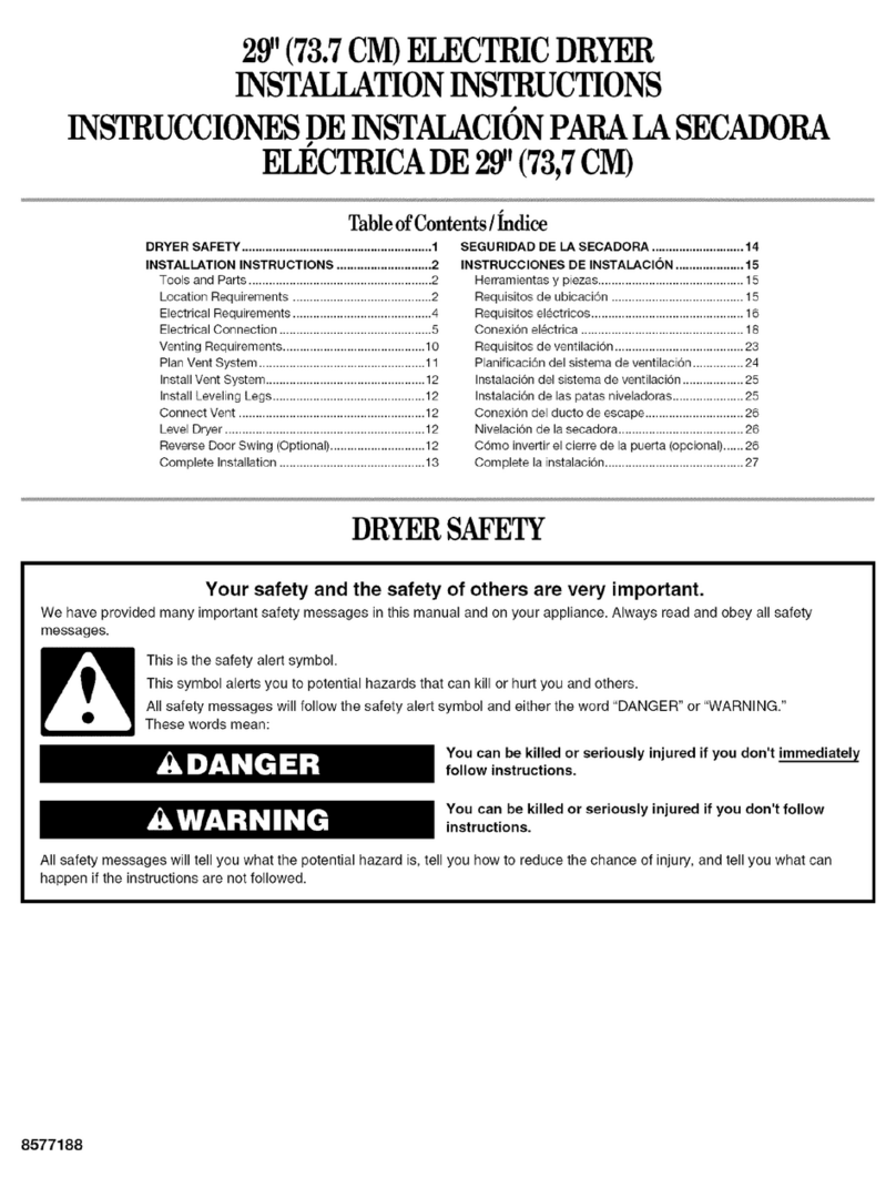 Whirlpool WED5500S installation instructions