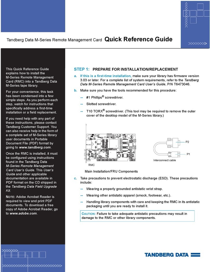 Tandberg Data MSERIES Quick reference guide