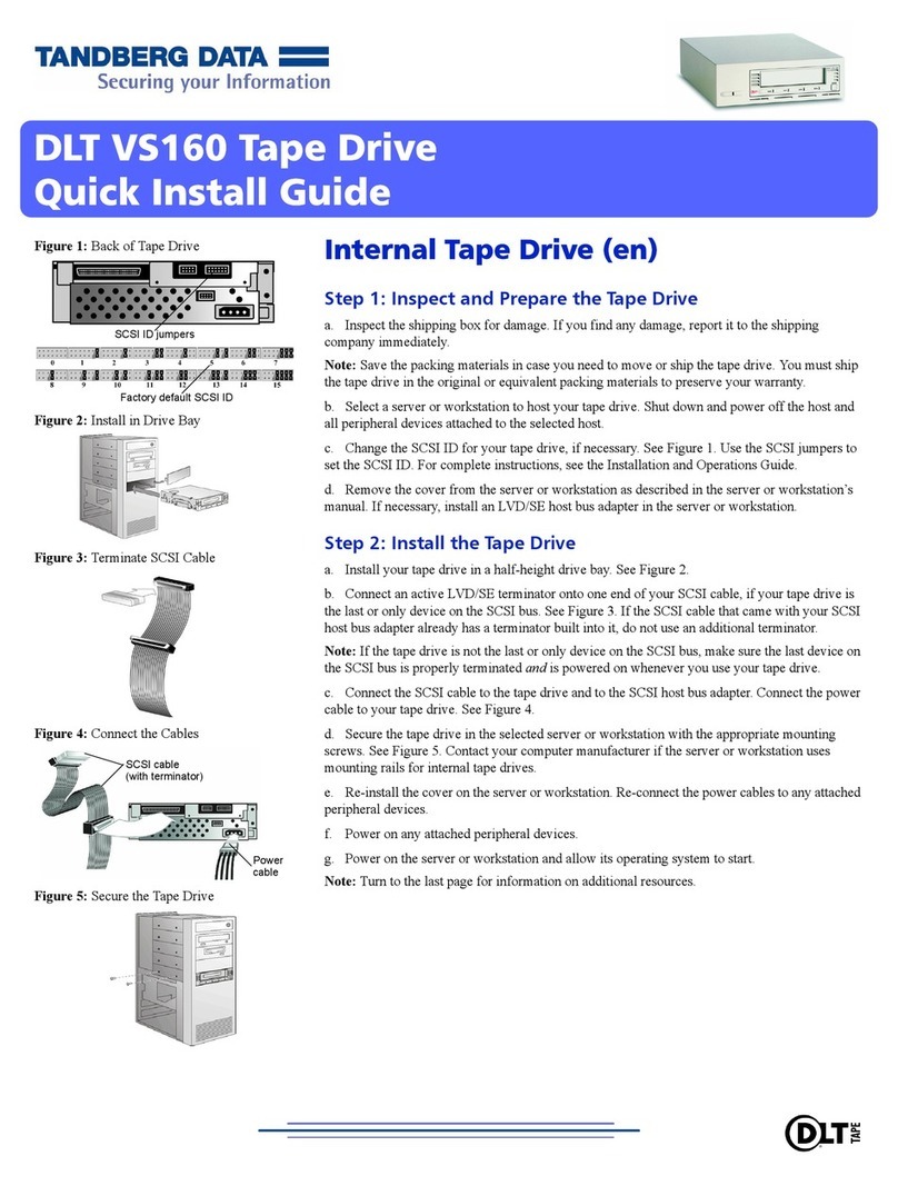 Tandberg Data StorageLoader DLT VS160 Quick install guide Tandberg Data StorageLoader DLT VS160 Quick install guide