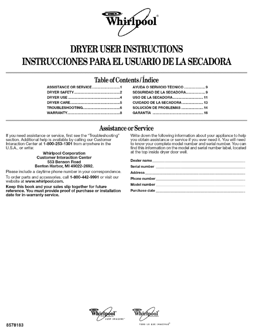 Whirlpool WED5200T User instructions