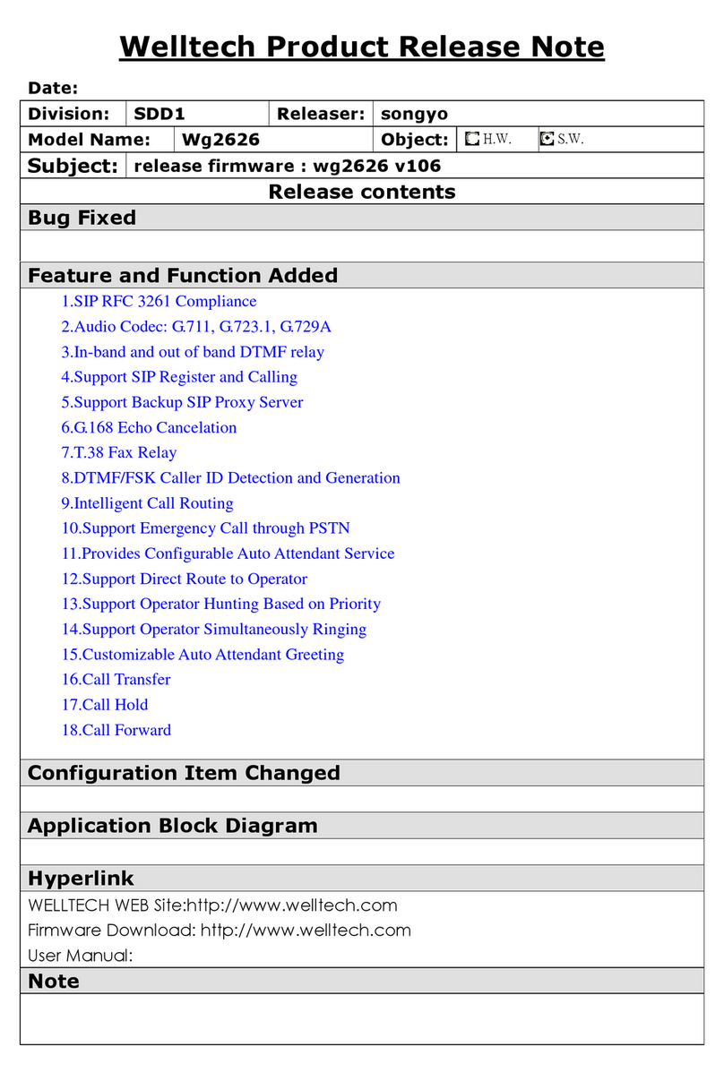 WELLTECH WG2626 - RELEASE NOTE V106 Instruction Manual