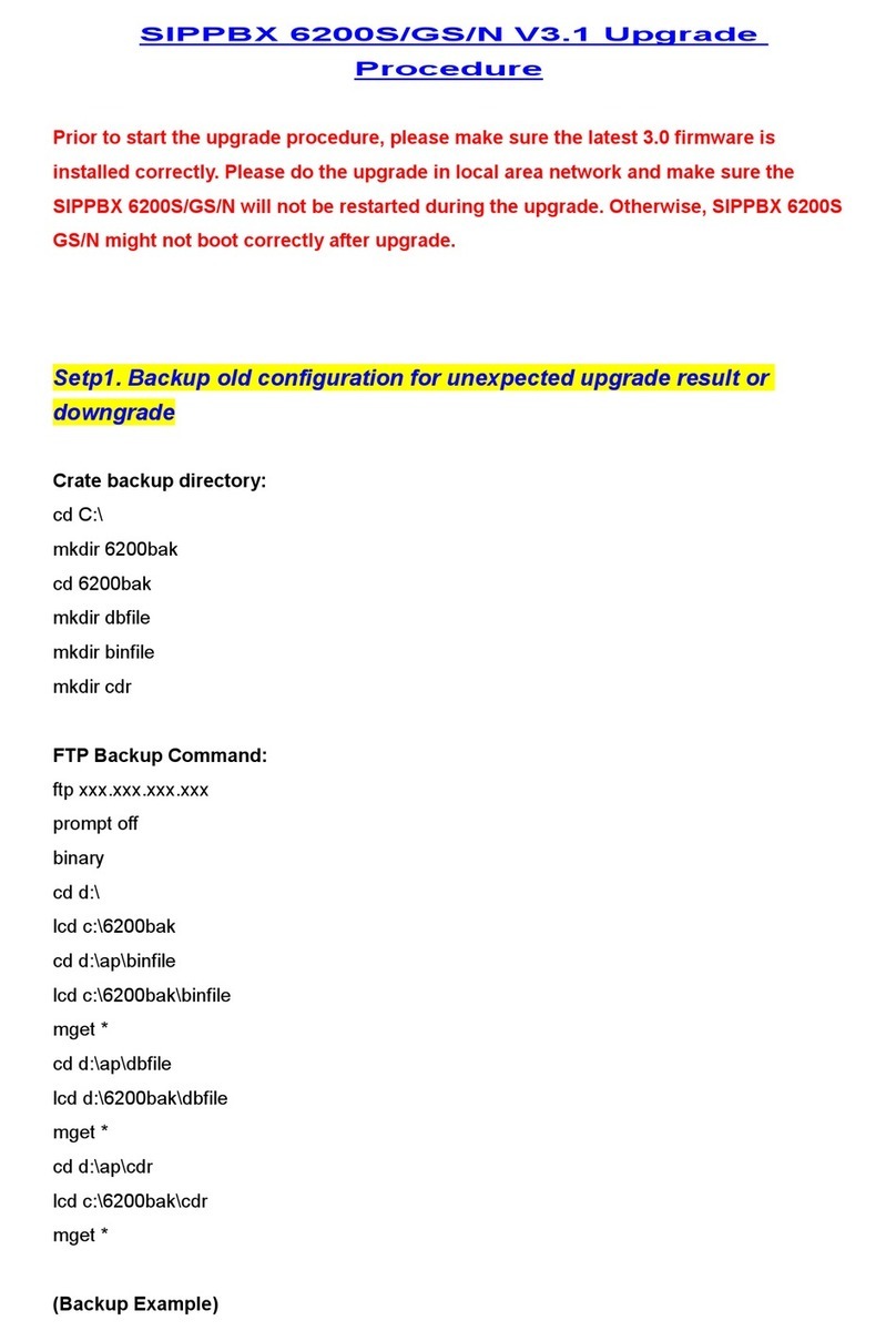 WELLTECH SIPPBX 6200GS - V3.1 UPGRADE PROCEDURE manual