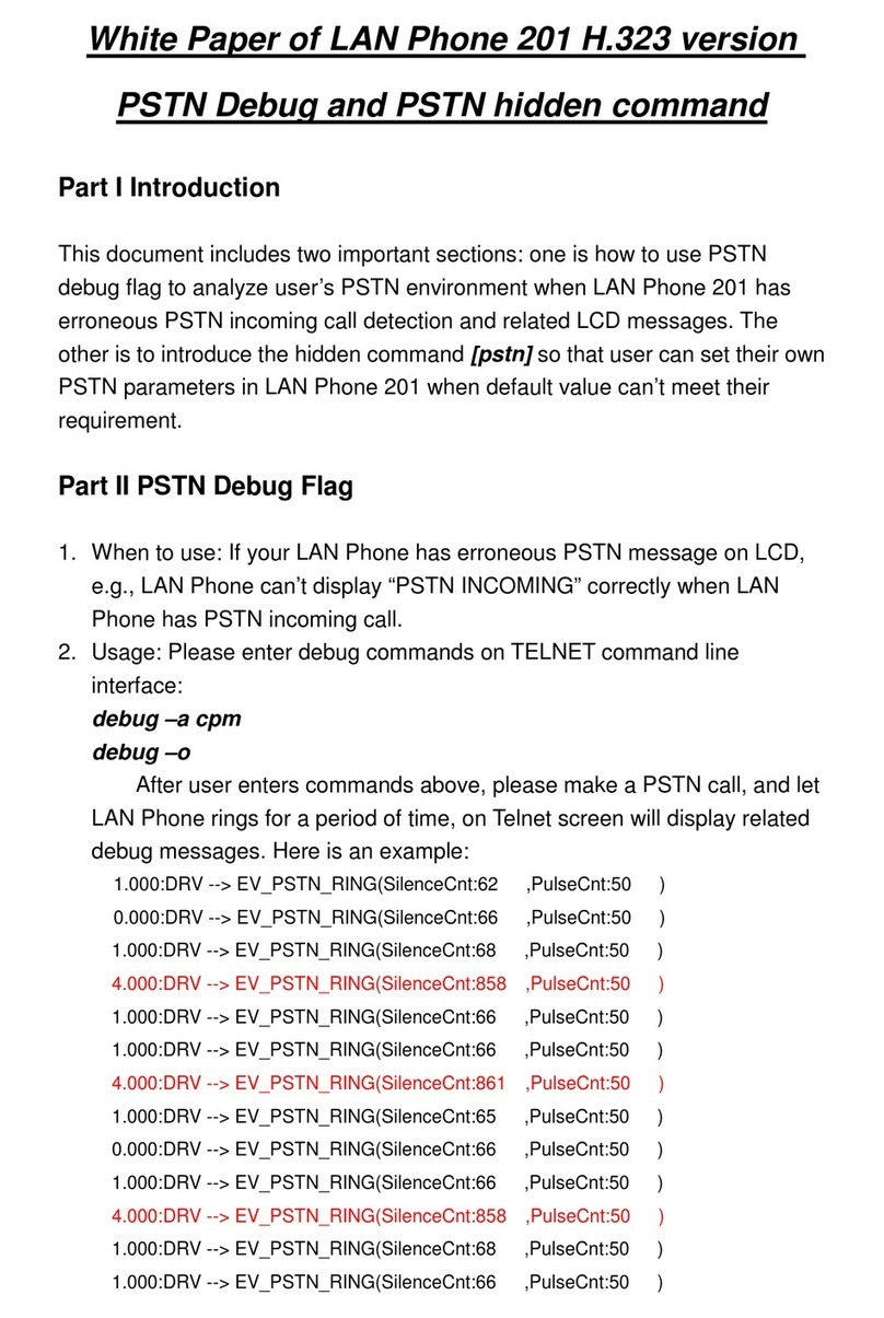 WELLTECH PSTN - WHITE PAPER OF LAN PHONE 201 H.323 manual