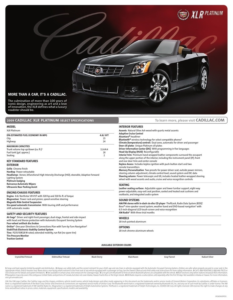 Cadillac 2009 XLR PLATINUM Specifications