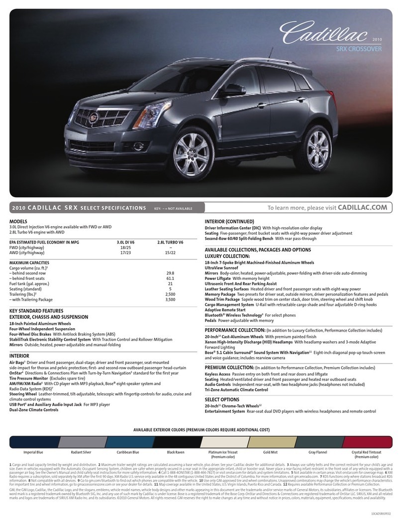 Cadillac 2011 SRX CROSSOVER User manual