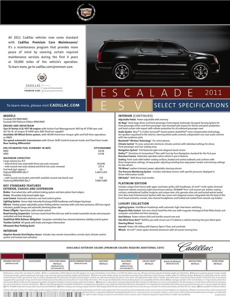 Cadillac ESCALADE FAMILY - SPECIFICATIONS 2011 User manual