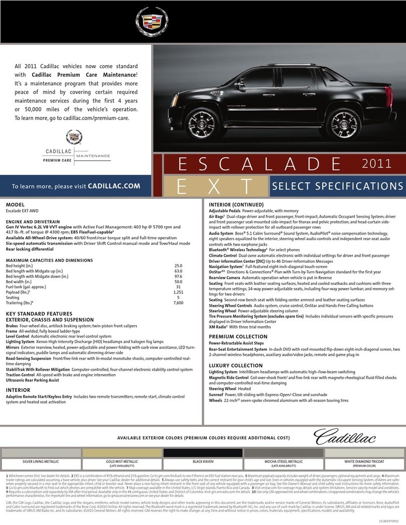 Cadillac ESCALADE EXT - DATASHEET 2011 User manual