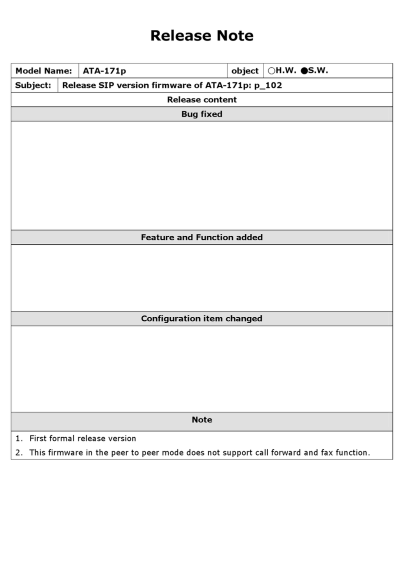WELLTECH ATA 171P - RELEASE NOTE V103 Instruction Manual WELLTECH ATA 171P - RELEASE NOTE V103 Instruction Manual