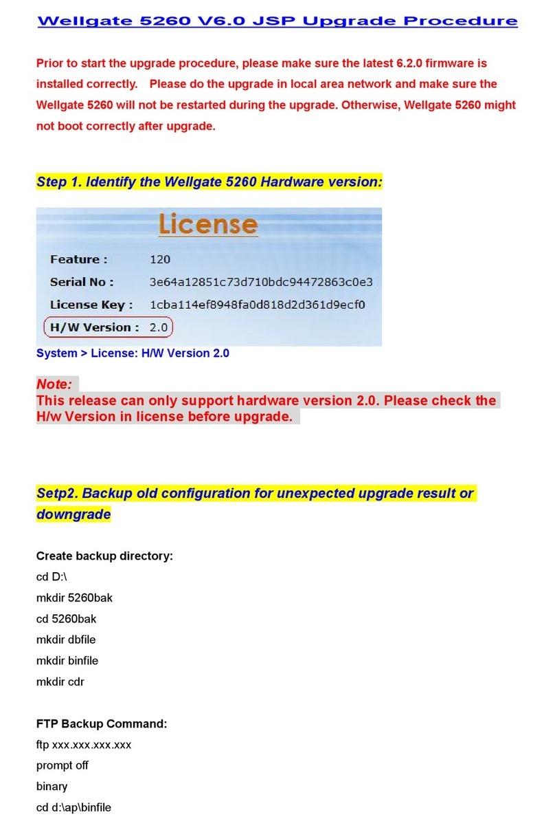 WELLTECH 5260 V6.0 JSP - UPGRADE PROCEDURE User manual