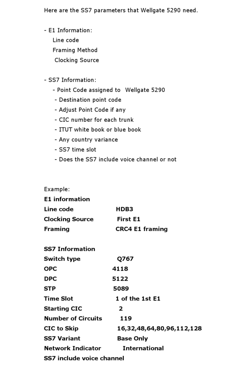 WELLTECH 5290 - SS7 PARAMETERS REQUIREMENT User manual