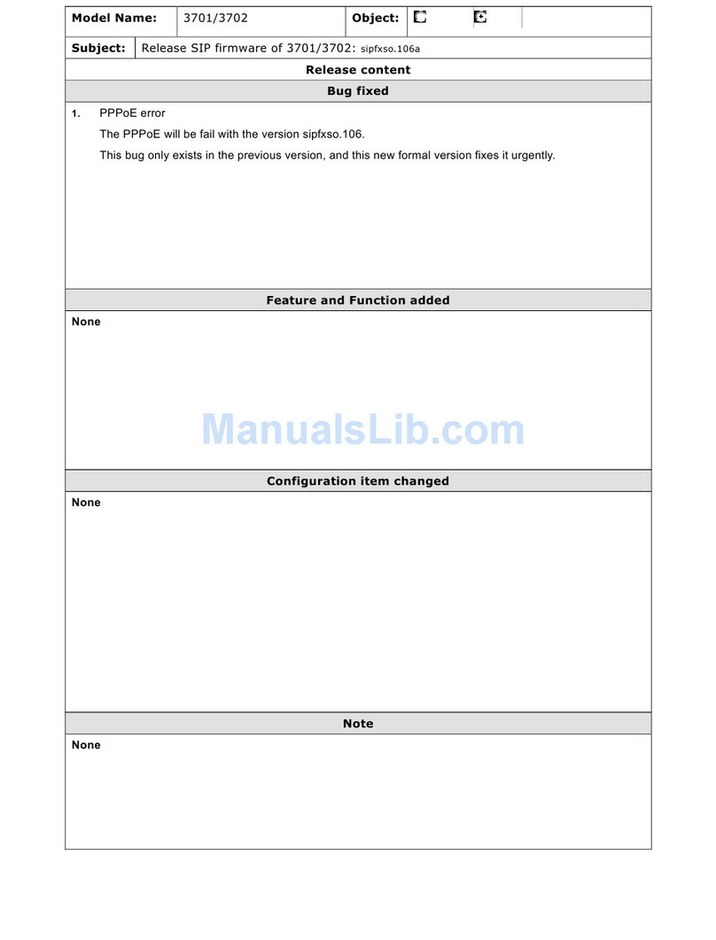 WELLTECH 3701 - RELEASE NOTE V106A Instruction Manual