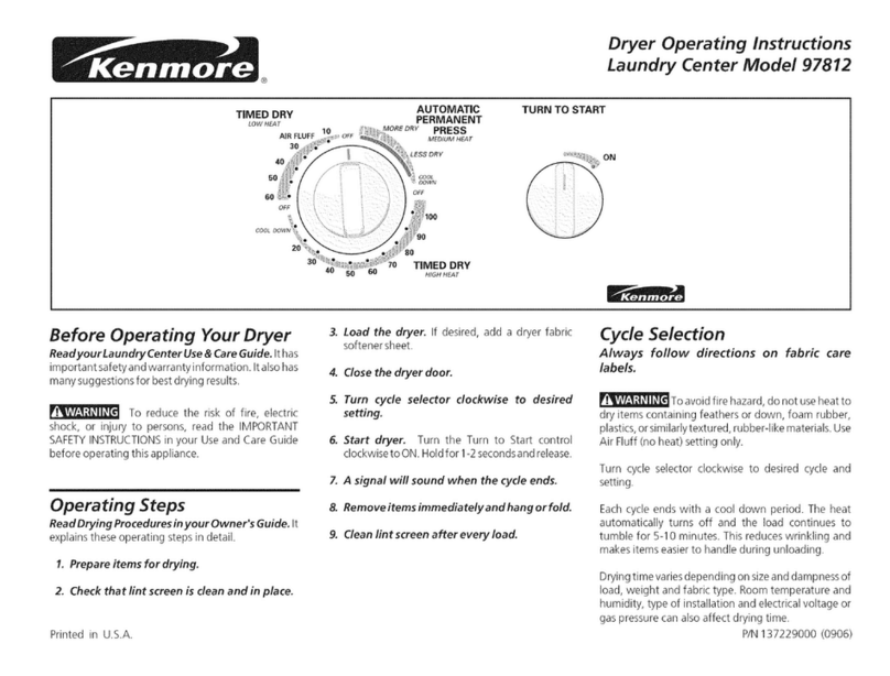 Kenmore 9781 - 27 in. Laundry Center User manual
