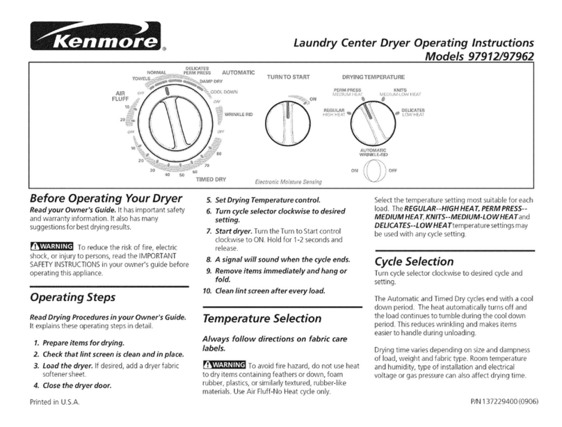 Kenmore 9791 - 27 in. Laundry Center User manual