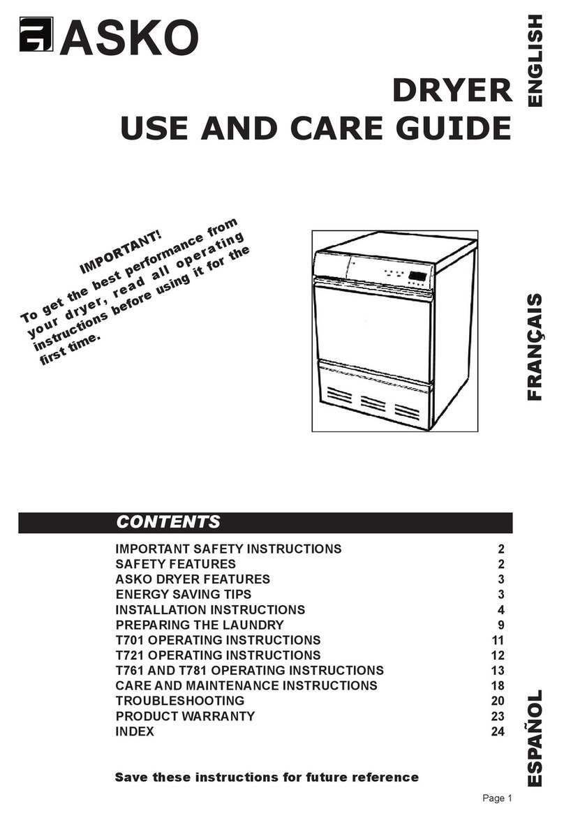 Asko T701 User manual