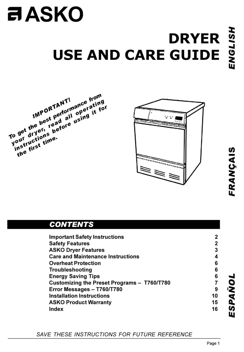 Asko T700 Series User manual
