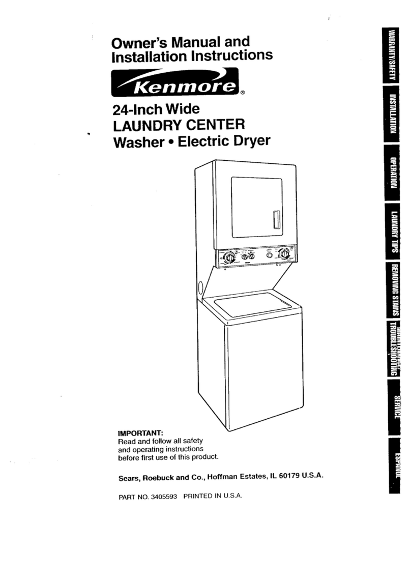 Kenmore 8875 - 24 in. Laundry Center Operating instructions