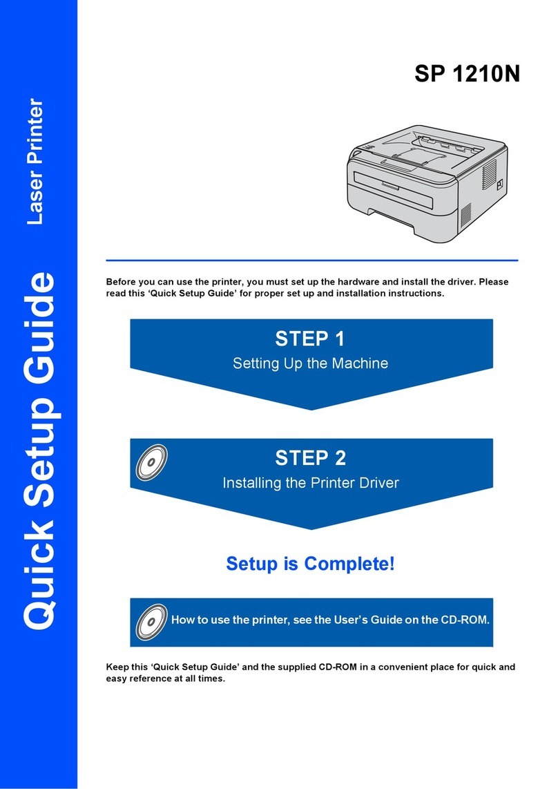Ricoh Aficio SP 1210N Quick setup guide